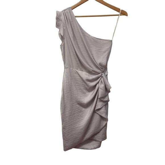 All Saints Lexi Dress One Shoulder Womens Asymmetric Hem Wrap Satin Pink US 4 - Picture 1 of 7